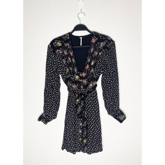 Free People Women's Wonderland Print Floral Patchwork A Line Belted Mini Dress - Picture 6 of 13